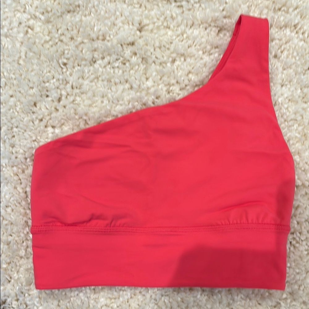 One-Shoulder Pink lululemon on sports bra